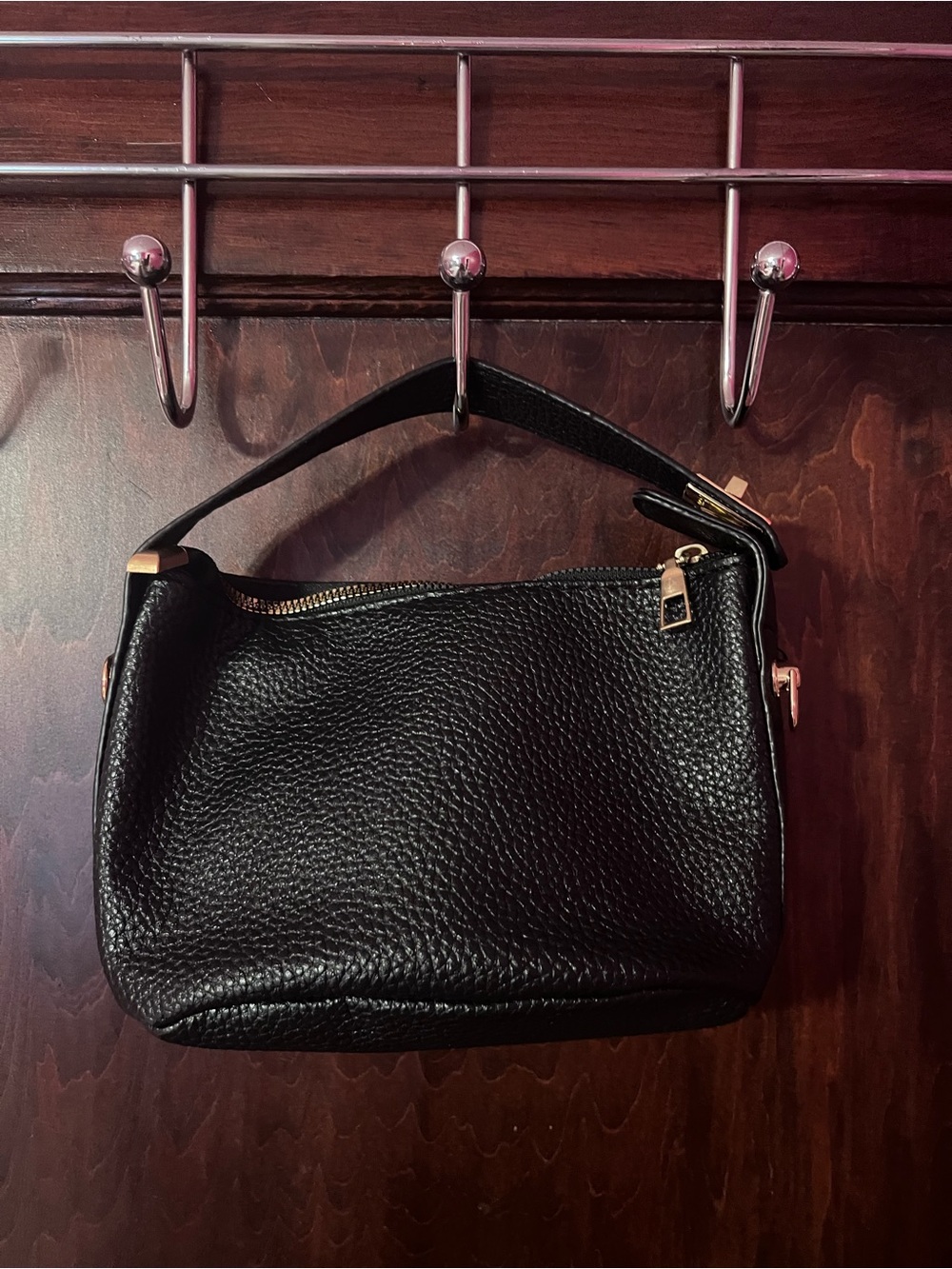 Classic Black Pebbled Leather Shoulder Bag